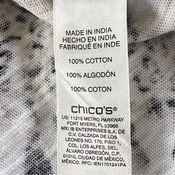 Chico’s Leopard Embellished Round Neckline 100% Cotton Tunic Top XL - Picture 13 of 15